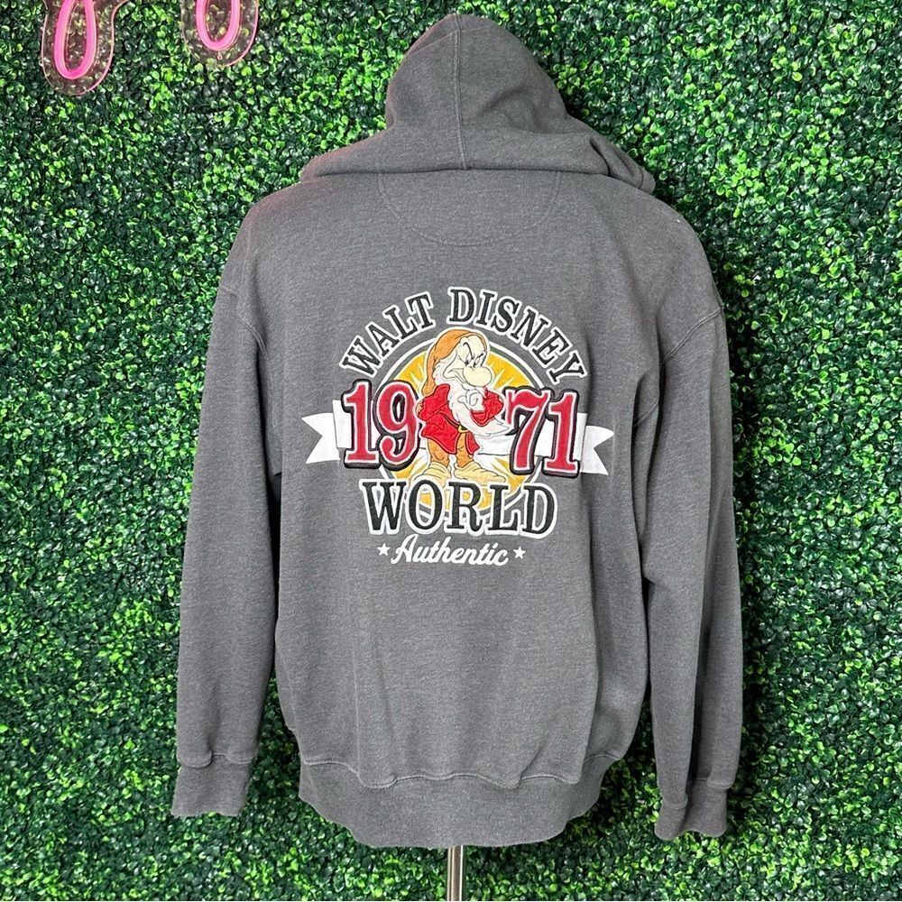 Walt Disney Grumpy Grey Graphic Hoodie Sweatshirt Sz L